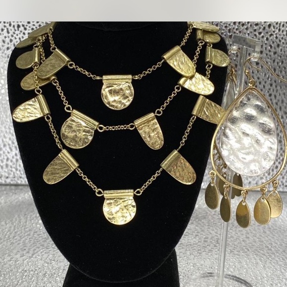 Jewelry - Gold Statement Necklace and Earring Set